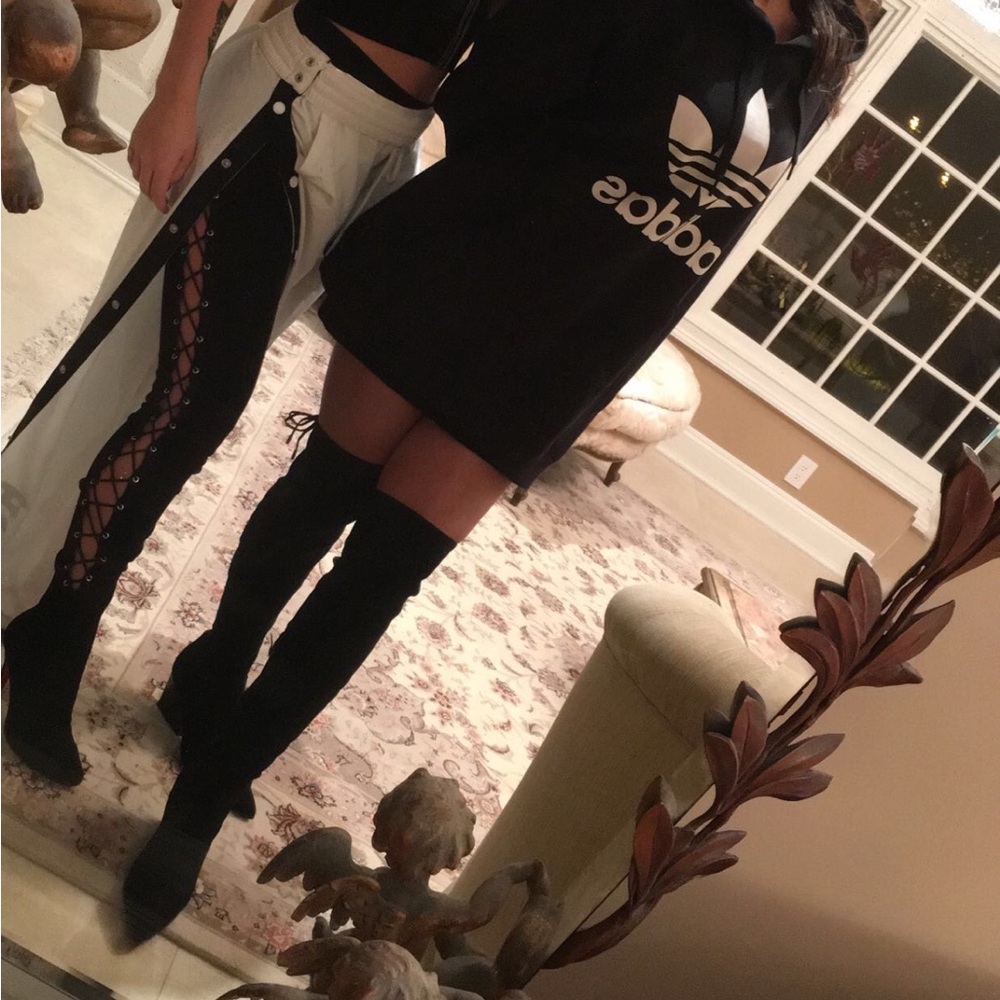 Stretch Black Lace Up Leggings (size S)